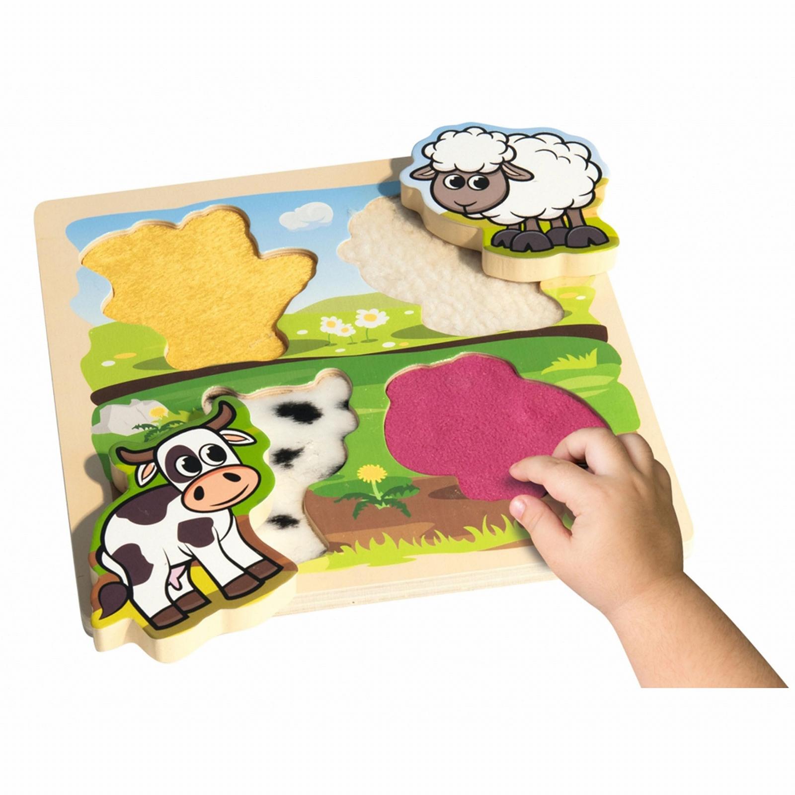 Тактильний пазл Eichhorn Farm Animals дерев'яний 5 деталей 20 x 20 см, фото №3