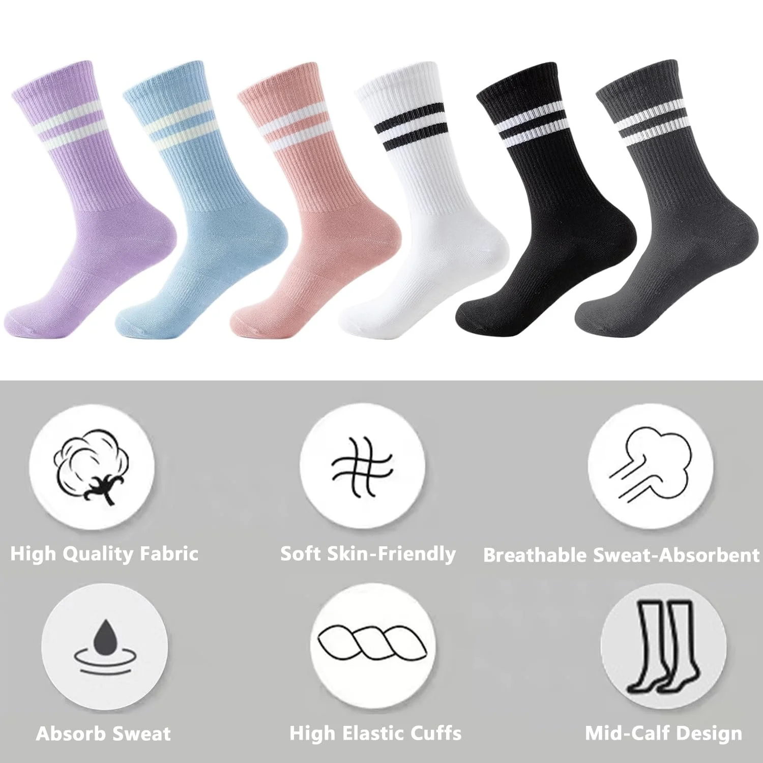 Жіночі спортивні шкарпетки Бавовняні 6 пар, фото №7