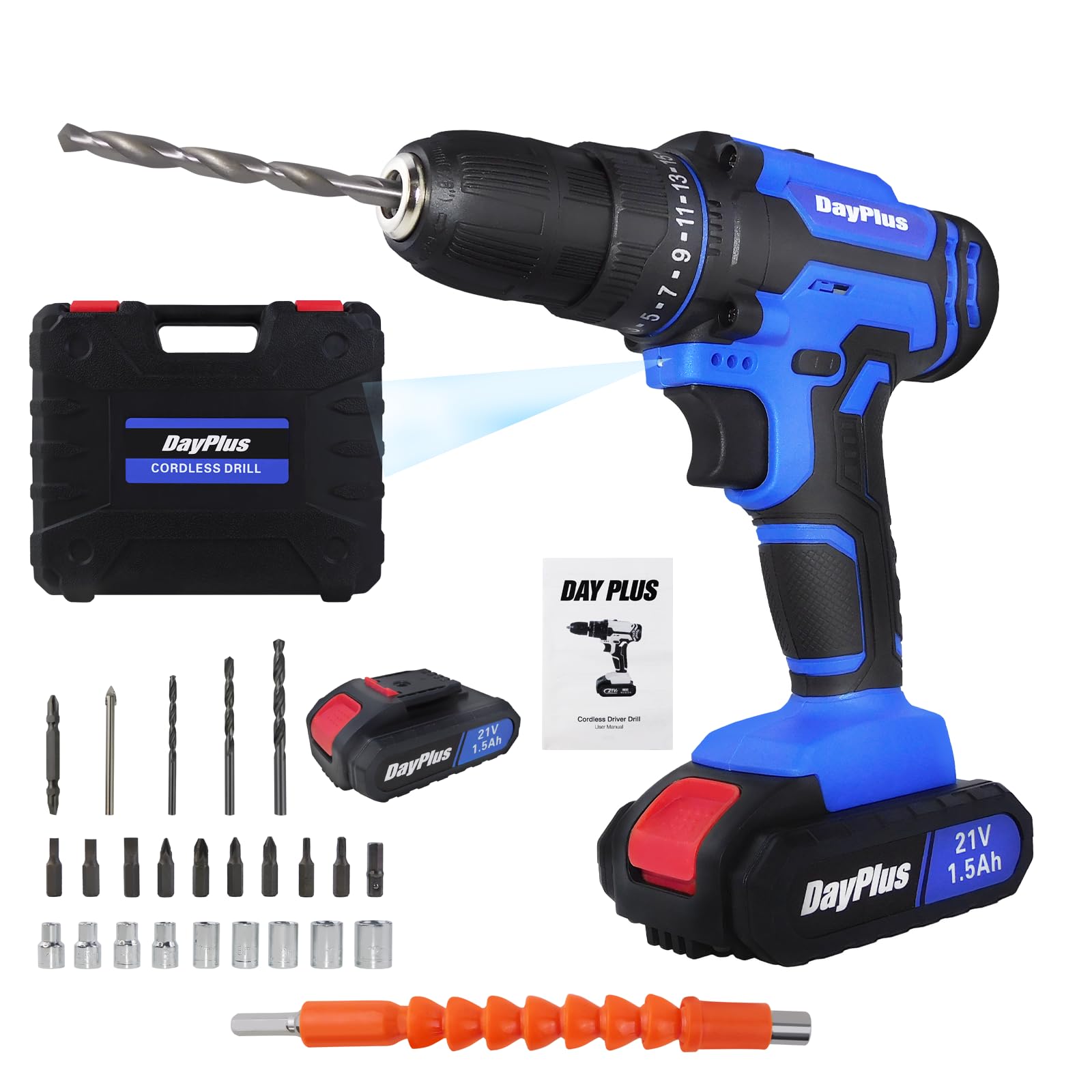 Шуруповерт Cordless Drill Electric Screwdriver 1500 mAh Battery 25+1 Torque 3/8 Inch Keyless 2 Speed Carry Bag, фото №1