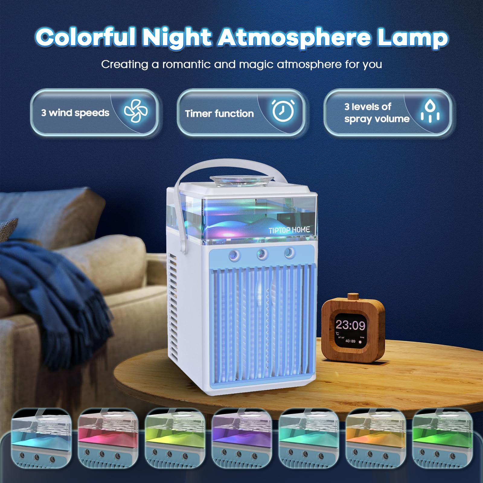 Мобільний кондиціонер 5 в 1 з розпилювачем 800 мл USB Type-C Без витяжного шланга 2000 мАг, фото №5