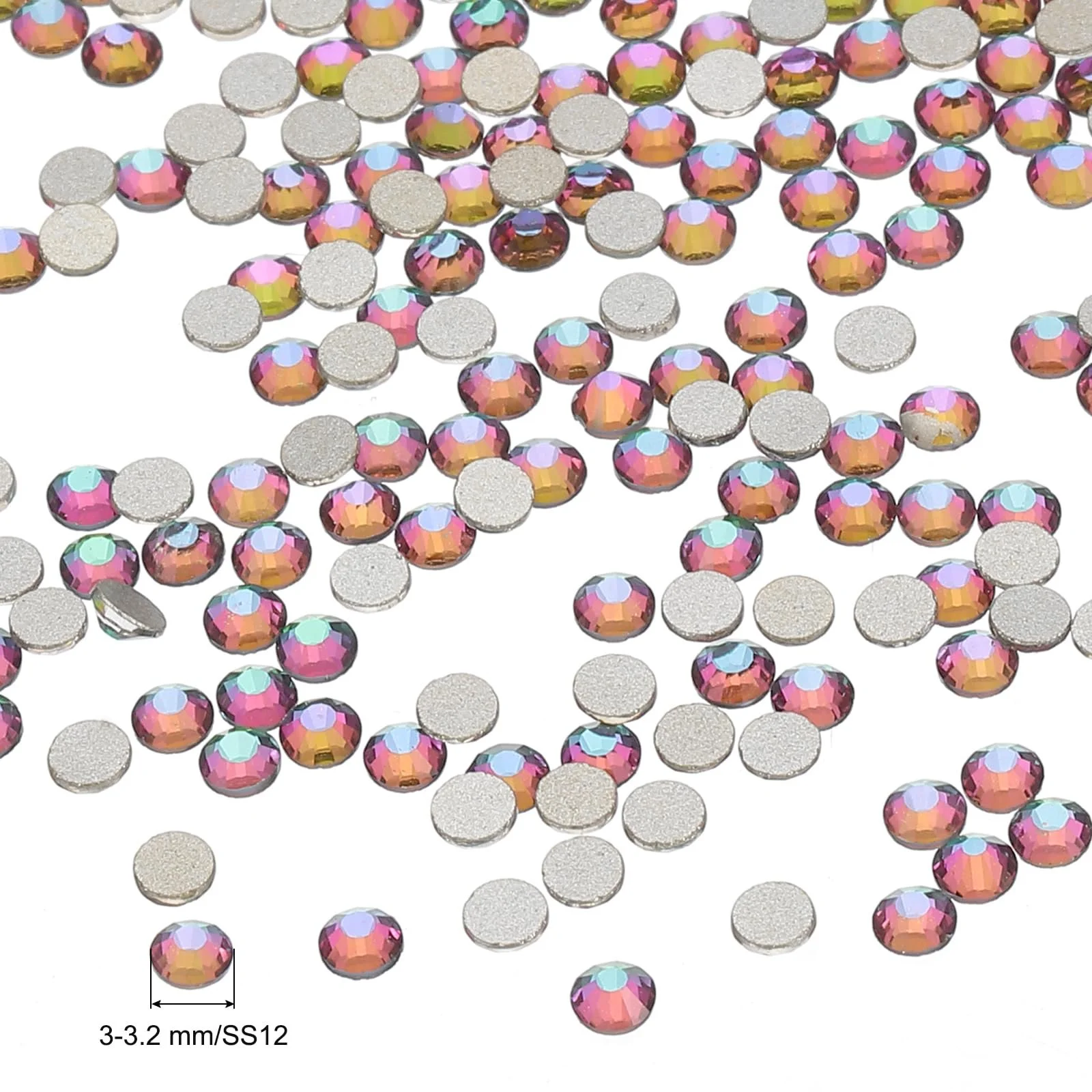 Стрази Скло SS10 Лотос Пурпуровий Фіолетовий Зелений, 1440 шт, фото №2