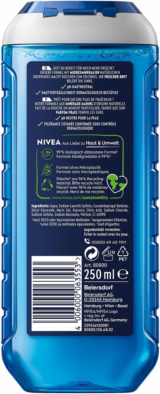 Гель для душа NIVEA MEN Fresh Ocean с морскими минералами 250 мл, фото №8