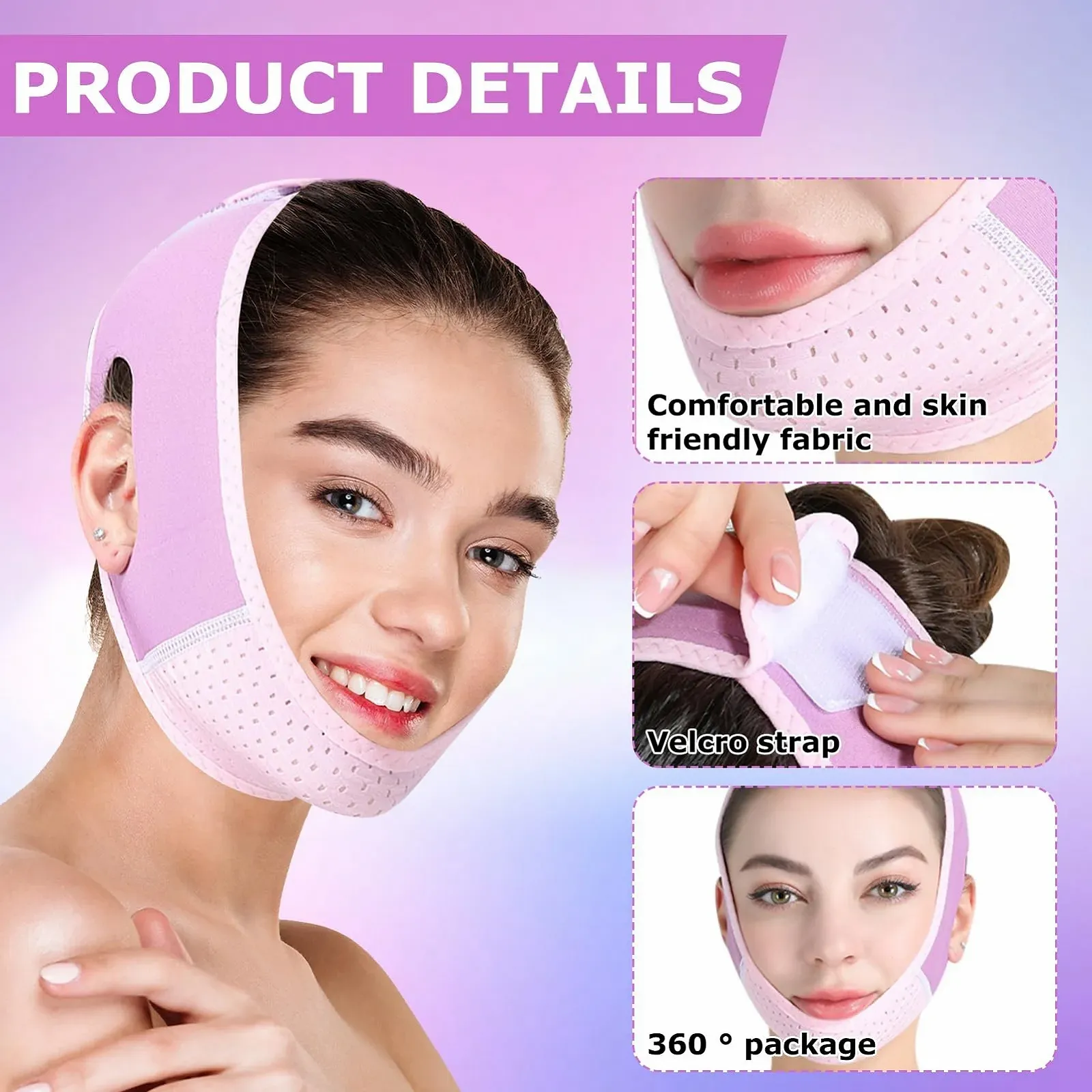 Маска V Line для підтяжки підборіддя, багаторазова маска для схуднення обличчя, фото №3