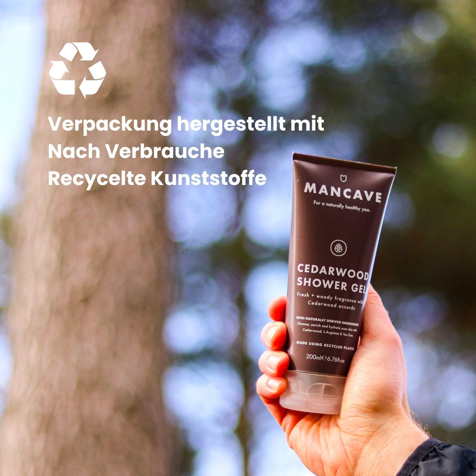 Гель для душу чоловічий ManCave Cedar Wood кедрове дерево 200 мл натуральний веганський, фото №5