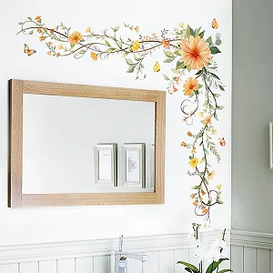 Наклейка на стіну Tanlaby Plants Flowers Рослини Квіти Ліана Ромашка Ретро 29 x 90 см synthetic.ua - Фото 1