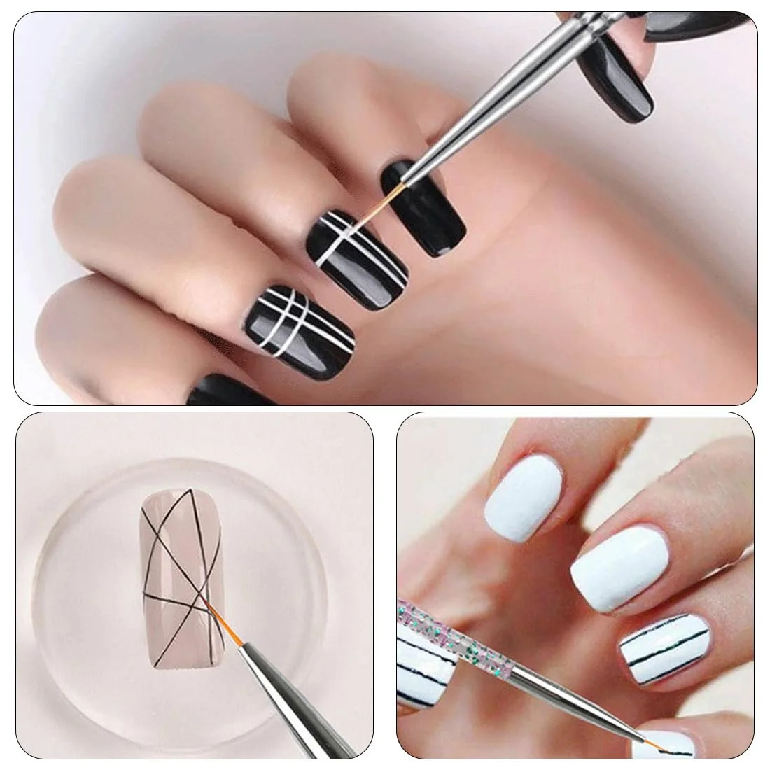 Пензлі для підводки очей Fine Point 12 шт. (Золото, Срібло), фото №6