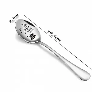 Кофейная ложка с гравировкой Stainless Steel Ложка из нержавеющей стали "Let's Have Coffee Forever" synthetic.ua - Фото 1