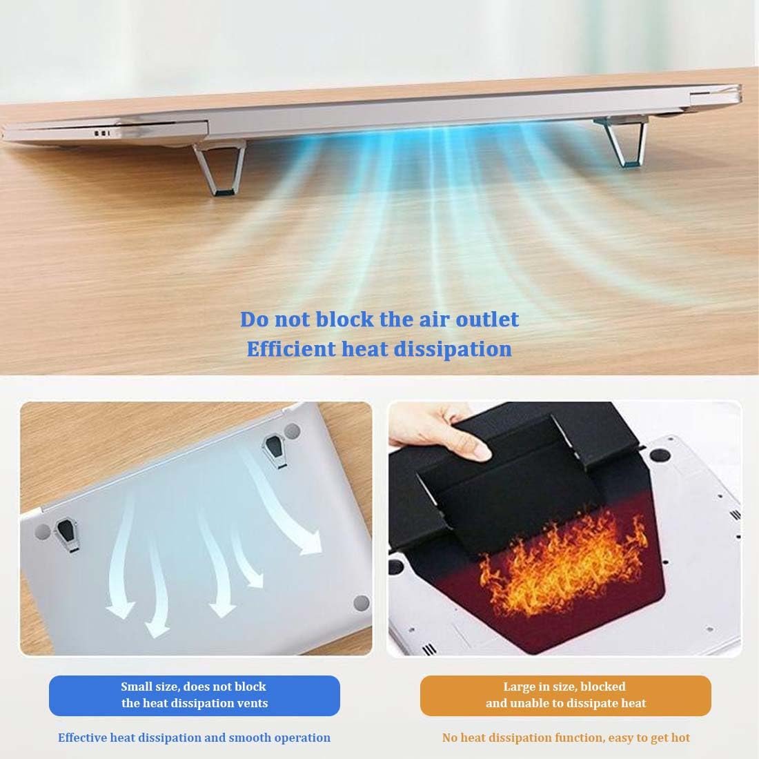Підставка для ноутбука Mini Алюмінієва Охолоджуюча для клавіатури Ергономічна Легка для MacBook, Lenovo Планшетів та Ноутбуків, фото №6