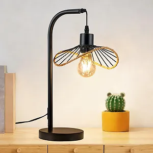 Настільна лампа Вінтажна Ретро Металева E27 Форма капелюха Чорна 150 см кабель - Фото 1