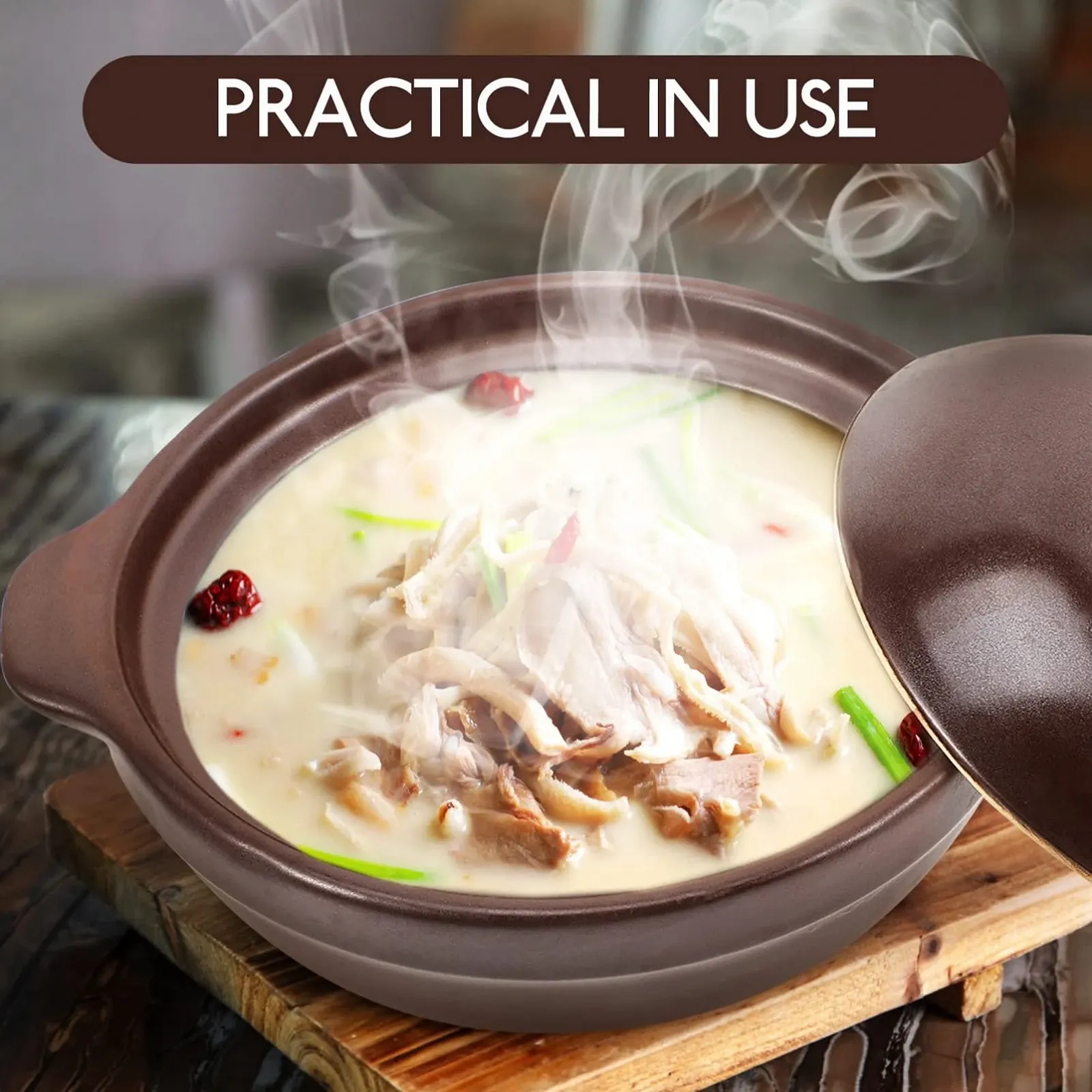 Горшок UKCOCO маленький керамический с крышкой для супа и лапши., фото №3 Горшок UKCOCO маленький керамический с крышкой для супа и лапши., фото №3