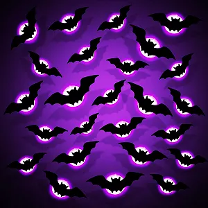 Настінні наклейки Joycabin Хелловін 3D світлодіодні кажани 24 штуки Фіолетовий - Фото 1