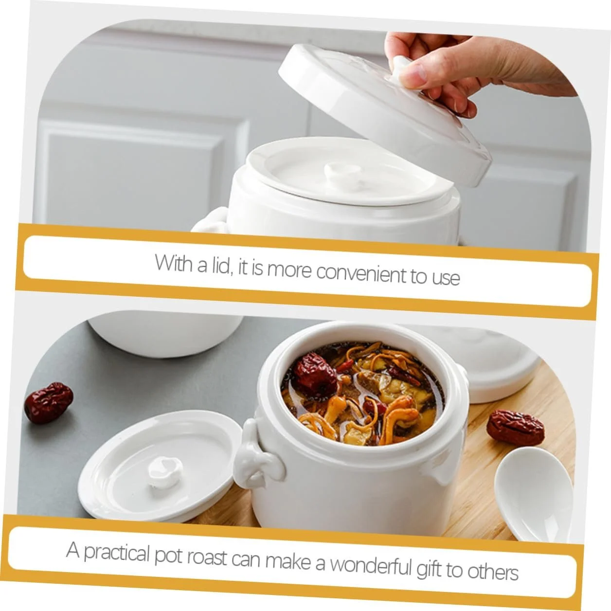 Кастрюля VALICLUD керамическая с крышкой для супа и приготовления на пару, фото №6