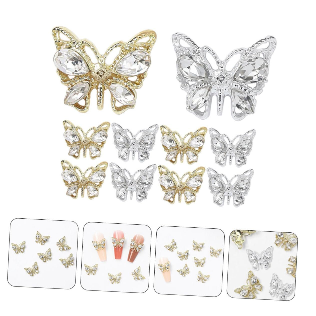 Підвіски Метелик Healeved для нігтів, стрази, фото №8