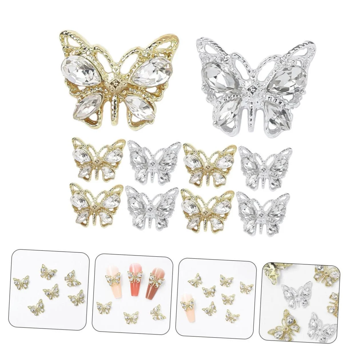 Подвески Тип Бабочка Healeved для ногтей, стразы и подвески для ногтей, большое количество, из сплава, для акриловых ногтей, DIY украшения для ногтей, 10 шт., фото №8