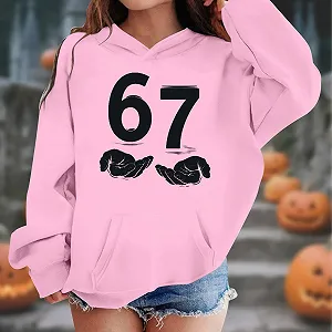 Худи Six Seven 67 Meme для подростков, с длинным рукавом и капюшоном, с узором 67, повседневная свободная толстовка, уличный пуловер, куртка для девочек и мальчиков synthetic.ua - Фото 1