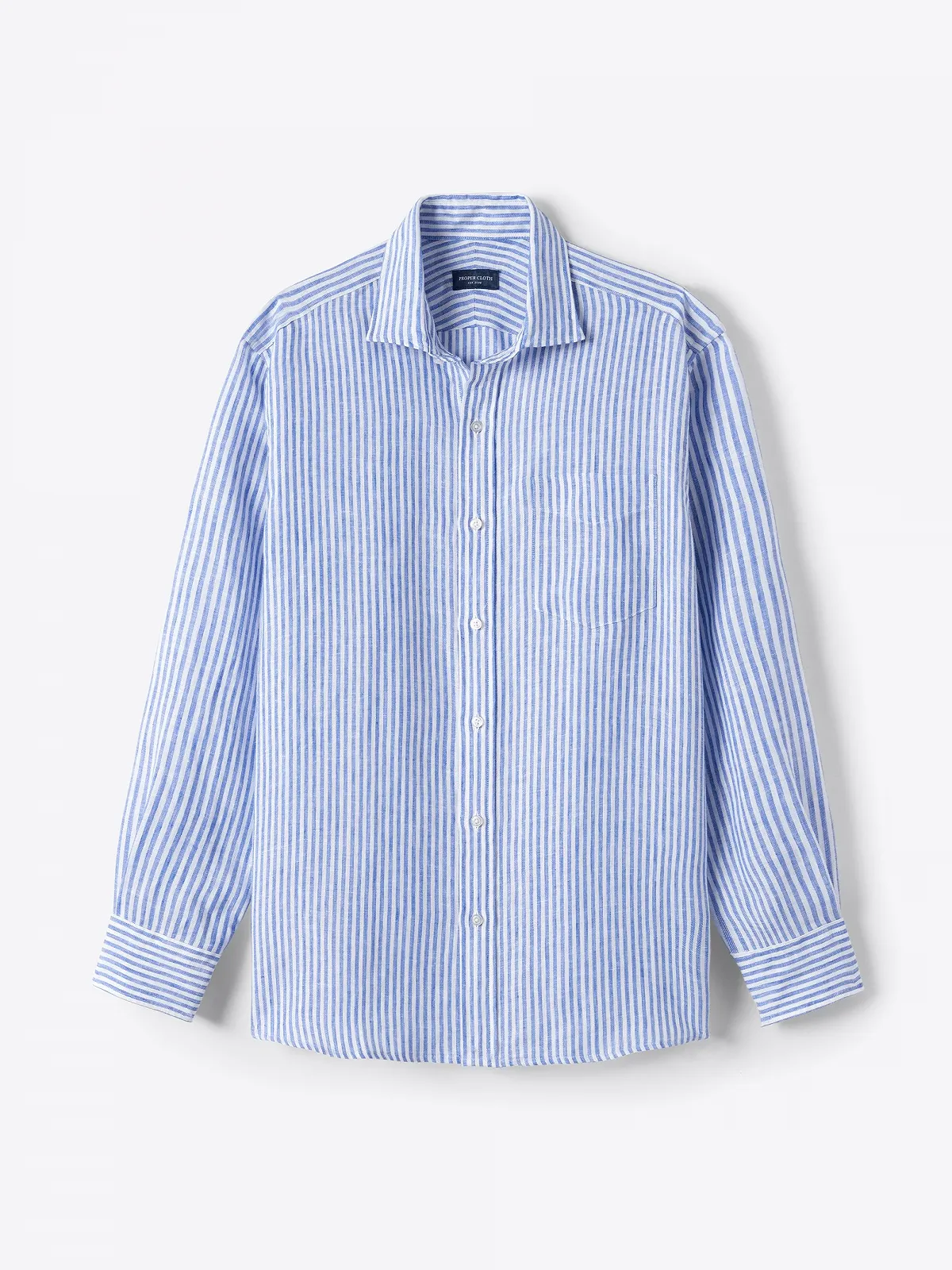 Мужская рубашка Guess - Eco Nautical Striped Linen Shirt Голубая - L, фото №4 Мужская рубашка Guess - Eco Nautical Striped Linen Shirt Голубая - L, фото №4