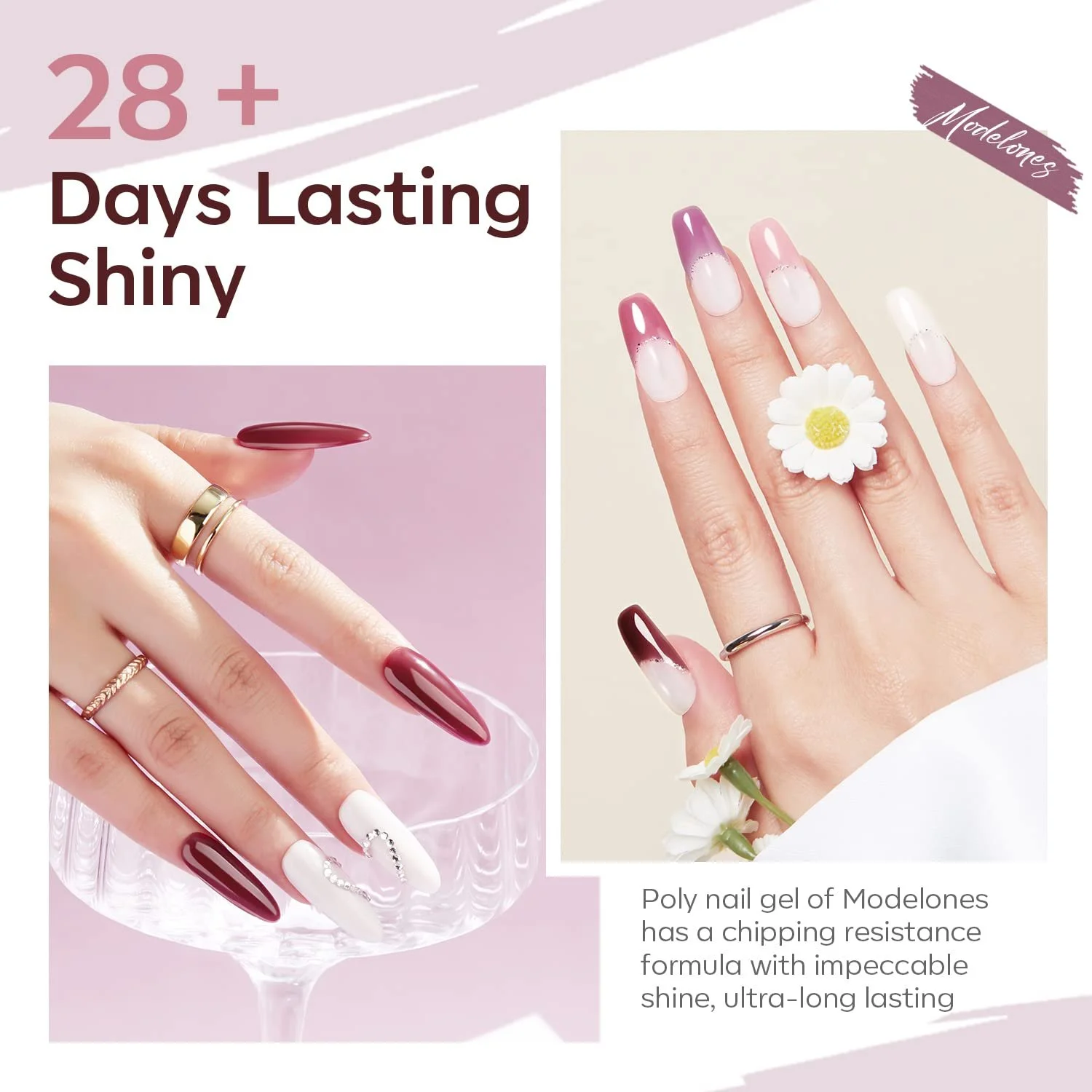 Полигель Modelones Набор 6 цветов Натуральный розовый фиолетовый, фото №3