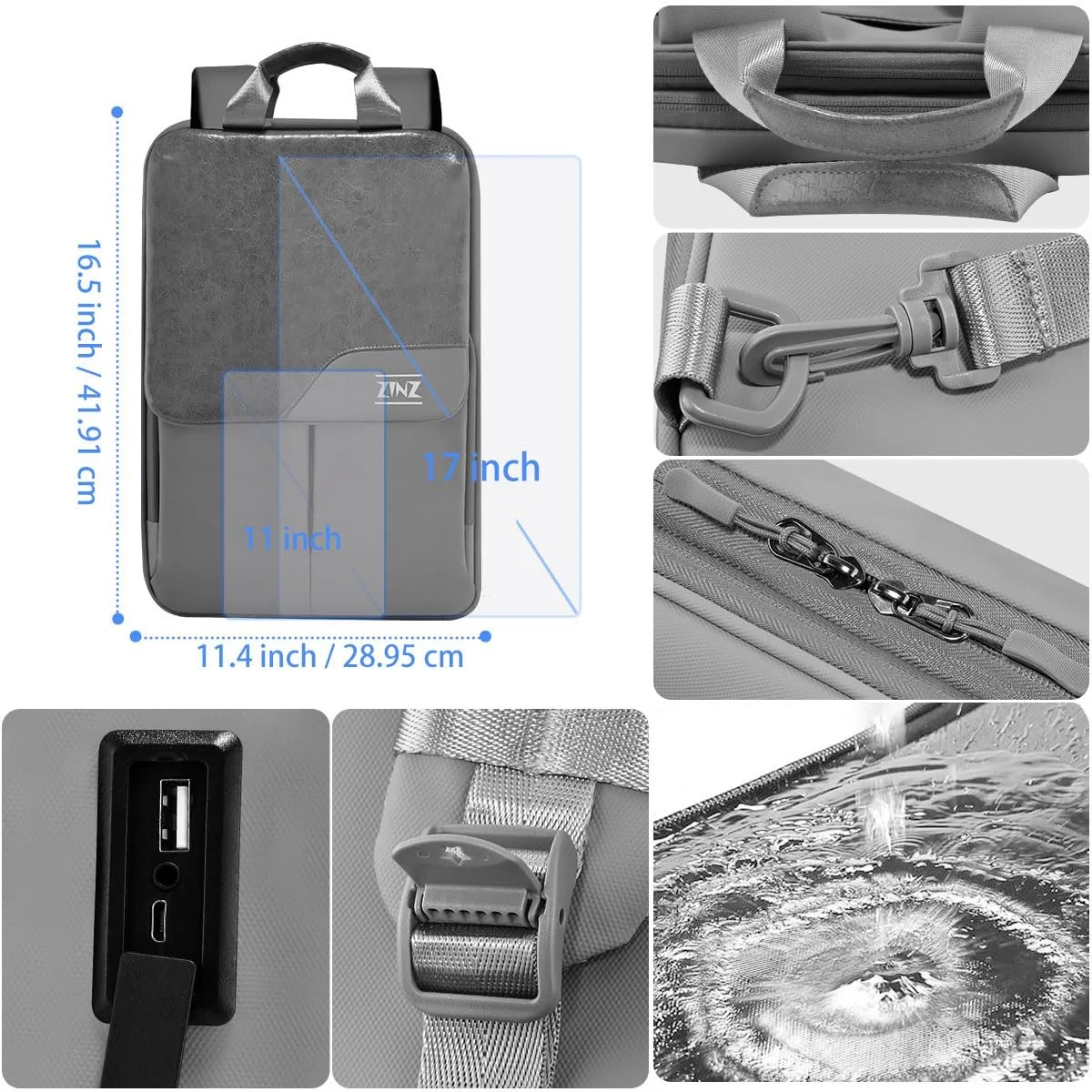 Рюкзак для ноутбука ZINZ Slim and Expandable G01Y01, фото №5 Рюкзак для ноутбука ZINZ Slim and Expandable G01Y01, фото №5