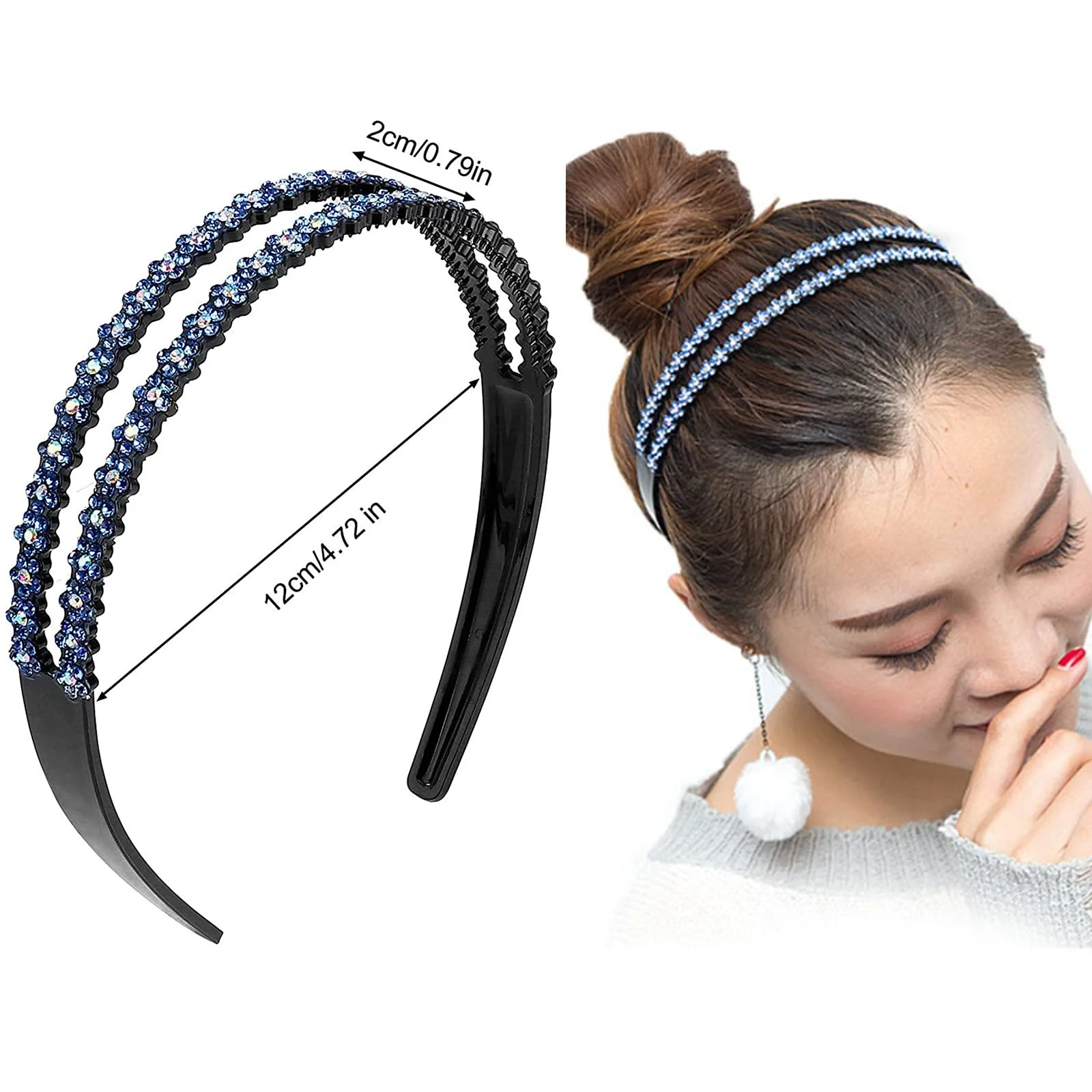 Обруч для волосся Модний, Набір з 4-х, зі стразами, фото №2