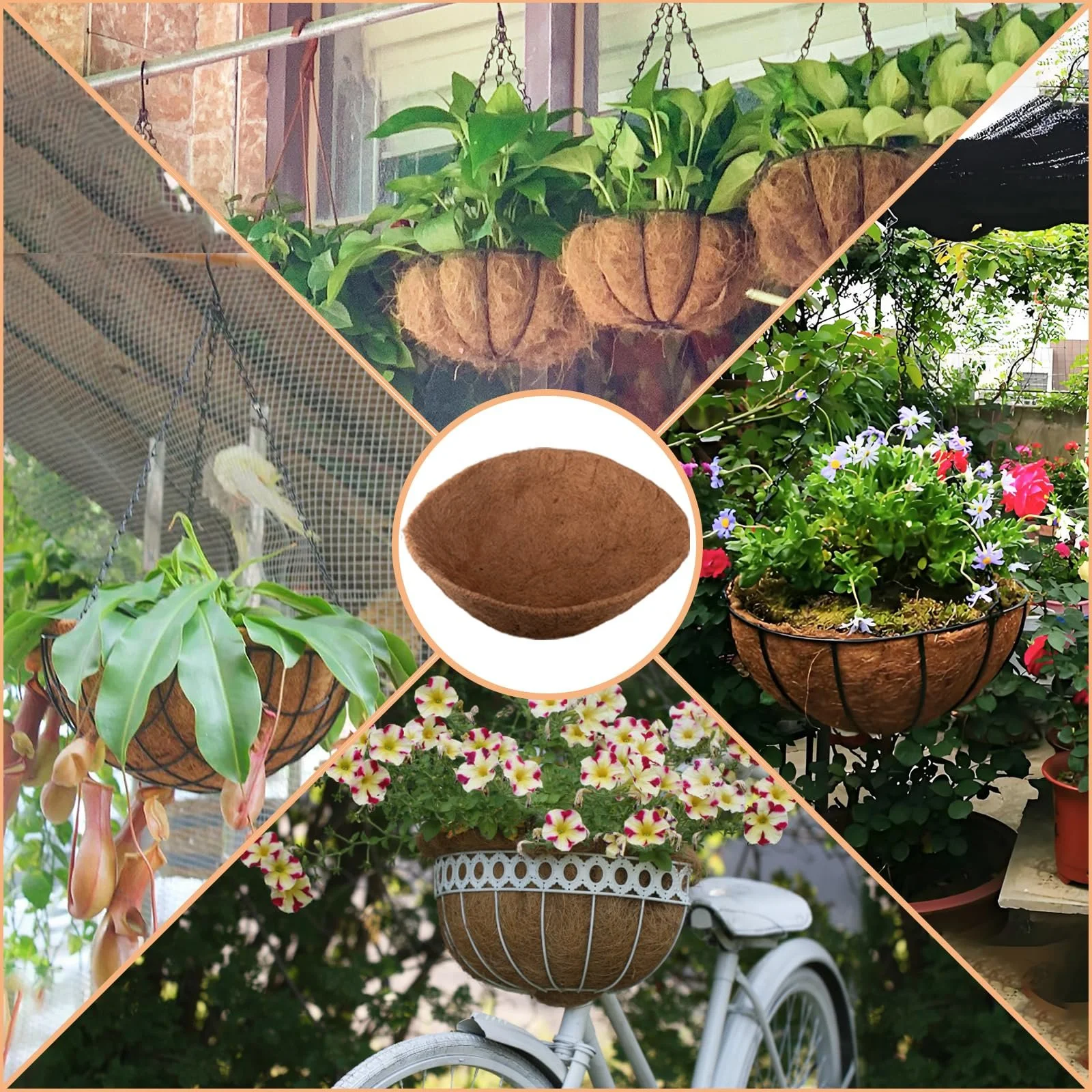 Вкладыши для подвесных корзин из натурального кокосового волокна 3 шт 35,6 см, фото №6 Вкладыши для подвесных корзин из натурального кокосового волокна 3 шт 35,6 см, фото №6