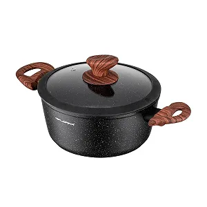 Кастрюля FLORINA Master Black Алюминий 24 см 4 л с антипригарным покрытием для всех типов плит, включая индукционные, эргономичная ручка Soft Touch, крышка с силиконовым ободком, термостойкая, легко моется - Фото 1