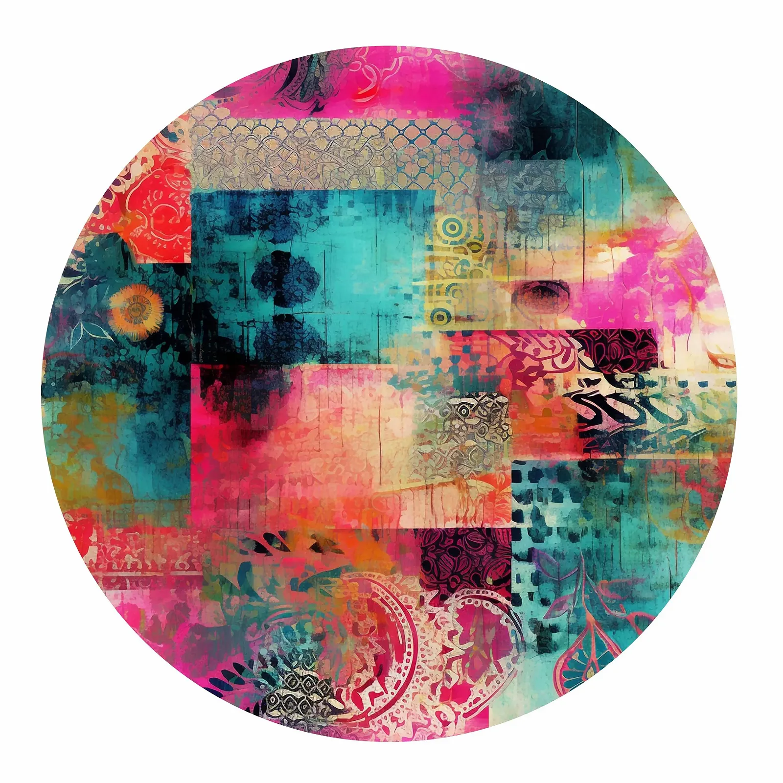 Наклейка на стіну GRAZDesign Круглий візерунок Бірюзова Boho Vintage 50 x 50 см, фото №1