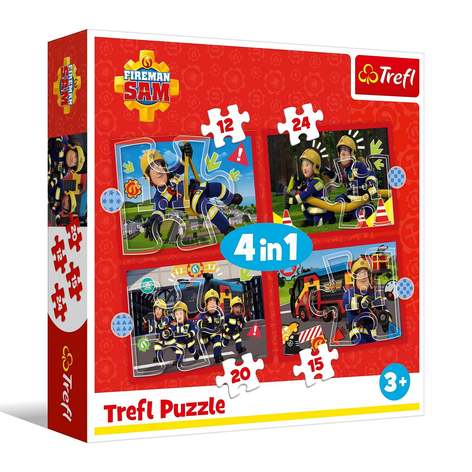 Пазл Trefl Fireman Sam The Adventures of Fireman Sam 4 в 1 12-24 елементи, фото №1