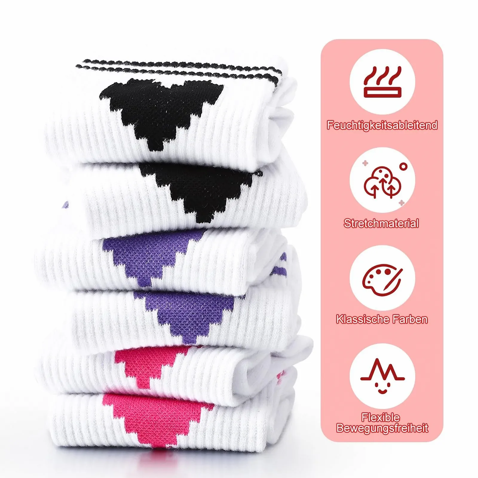 Тенісні шкарпетки з сердечками 6 пар Жіночі Чоловічі 38-42, фото №3