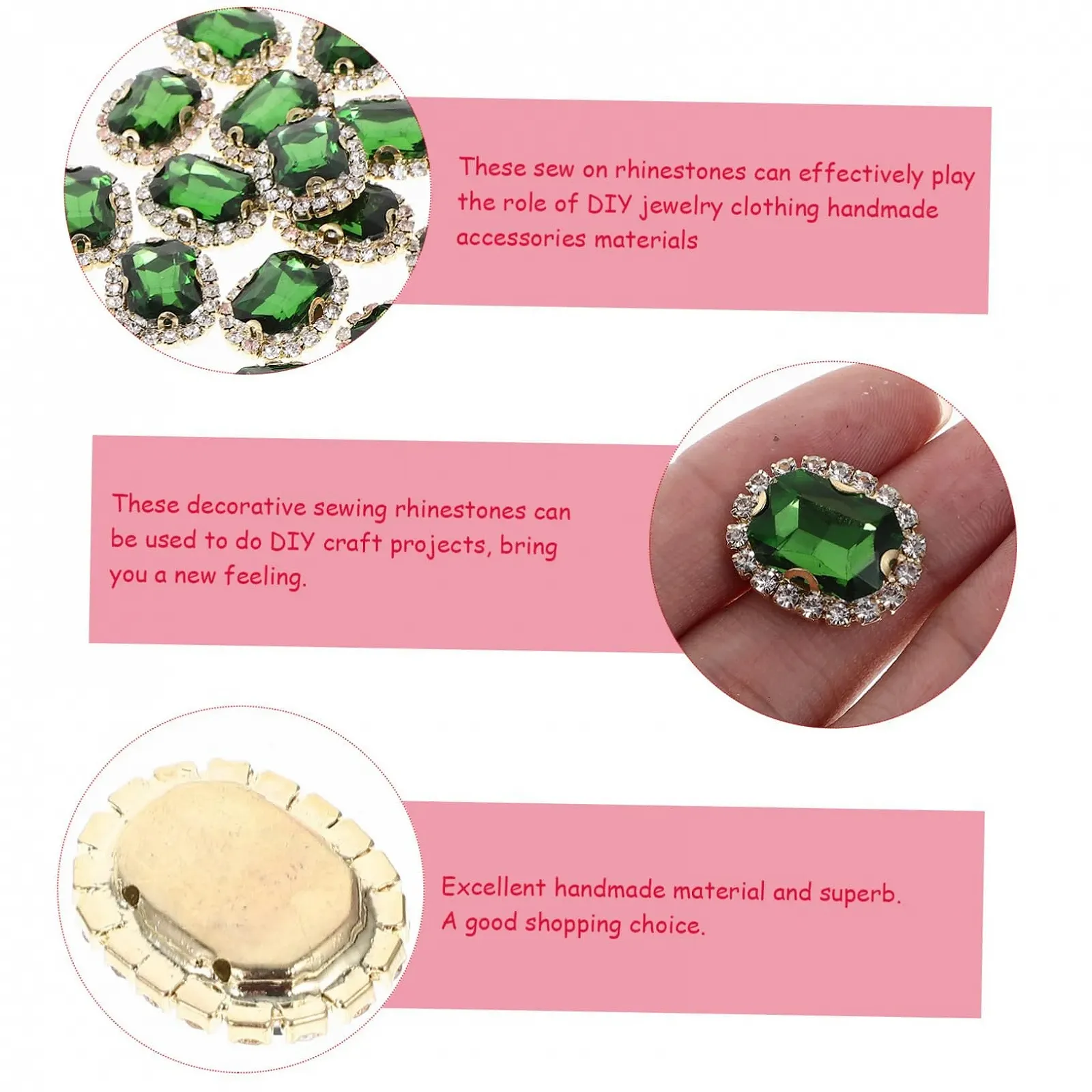 Стразы Пришивные 20шт Декоративные материалы для одежды для творческих проектов и личного дизайна, фото №2
