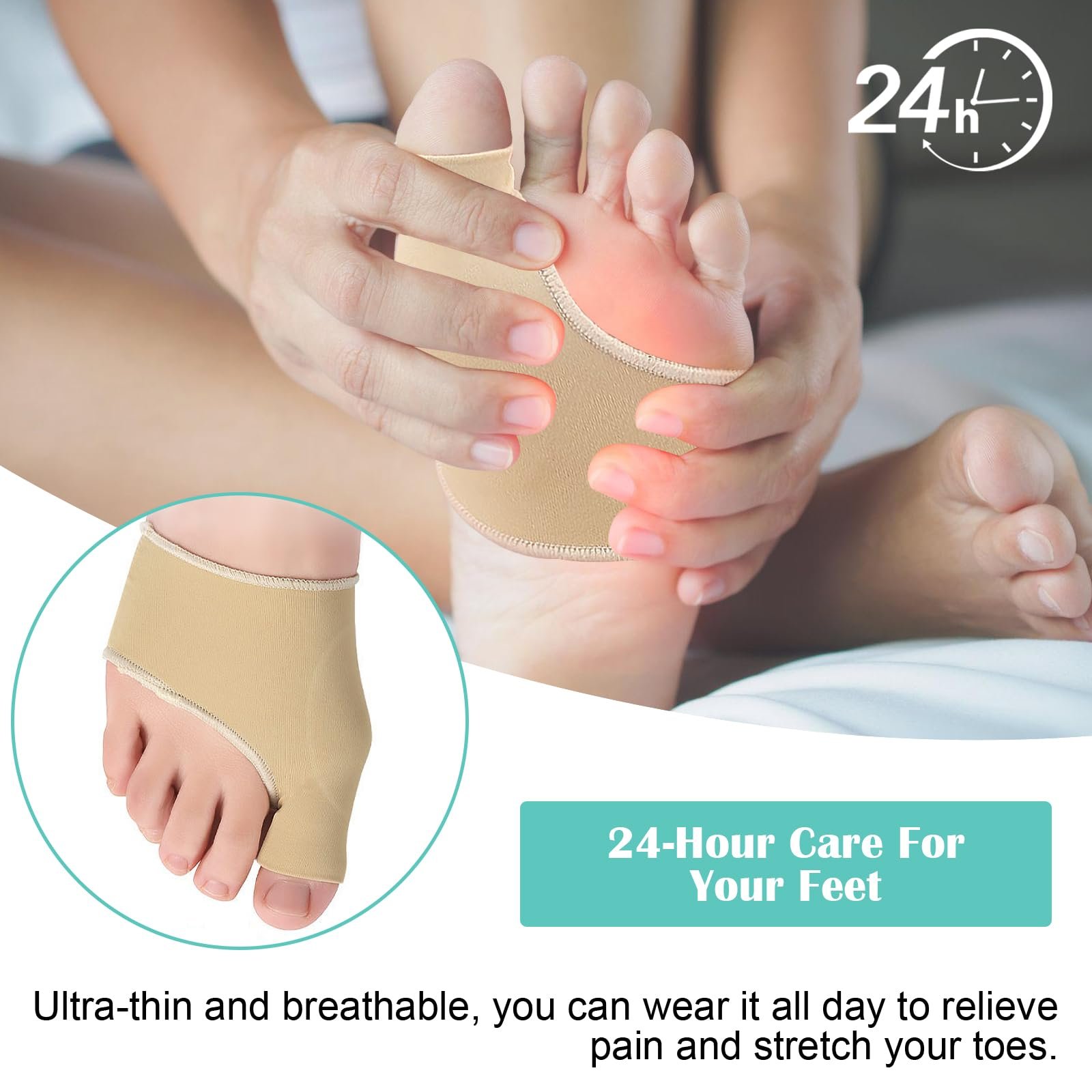 Носки для коррекции Hallux Valgus, бежевые, для мужчин и женщин, для облегчения боли при молоткообразных пальцах, для защиты плюсневой кости, фото №5