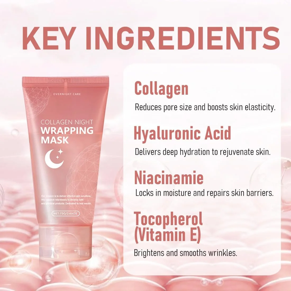 Нічна маска для обличчя Collagen 2025, 75 г x 2, фото №6