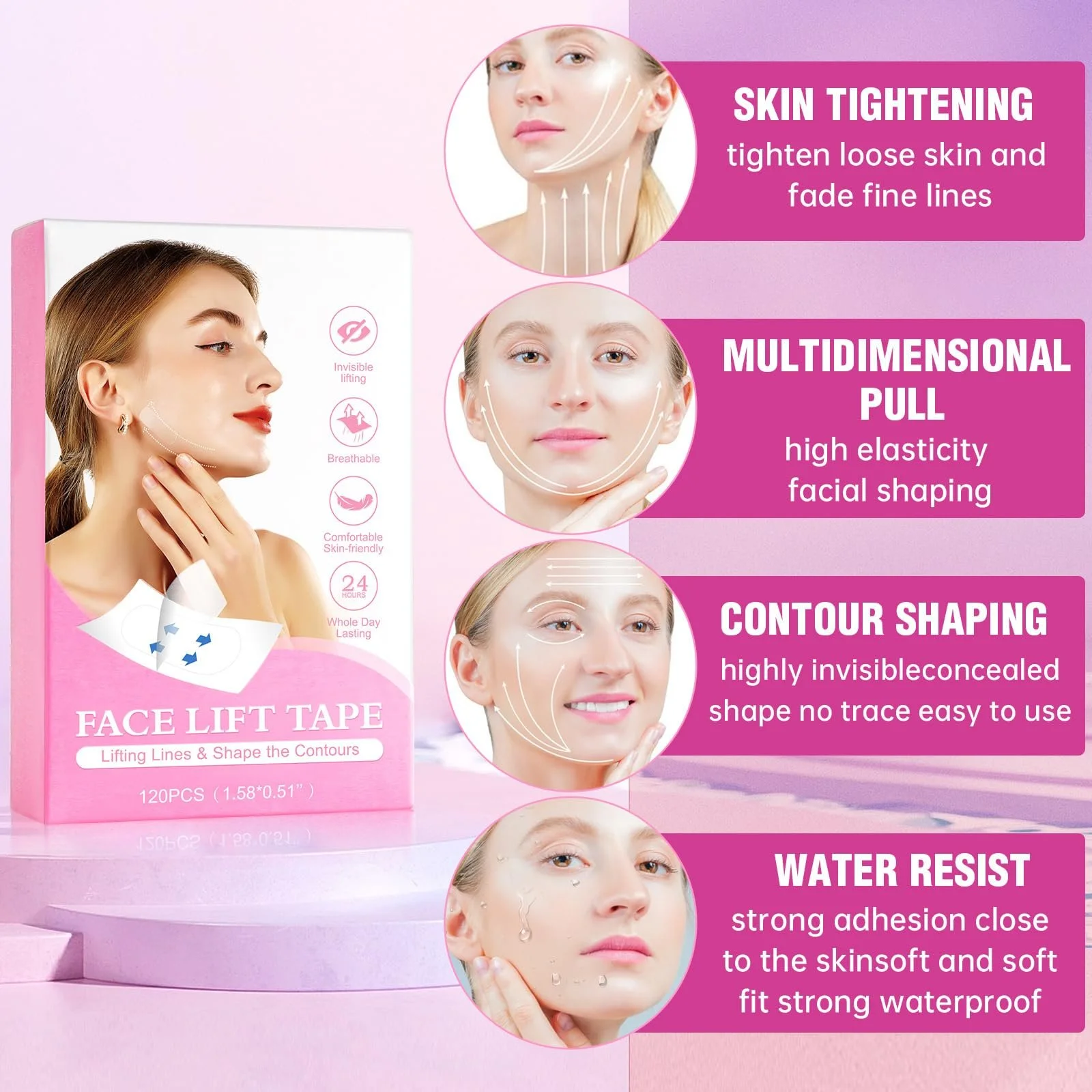 Наклейки для підтяжки обличчя, 120 шт, фото №5