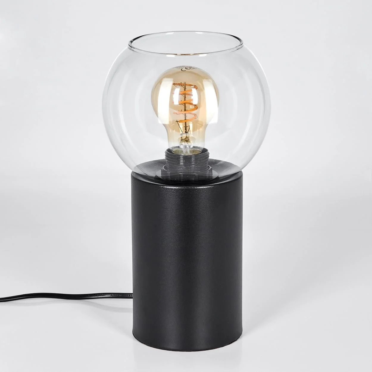 Настільна лампа HOFSTEIN Koyoto метал / скло Чорний/Прозорий, фото №8