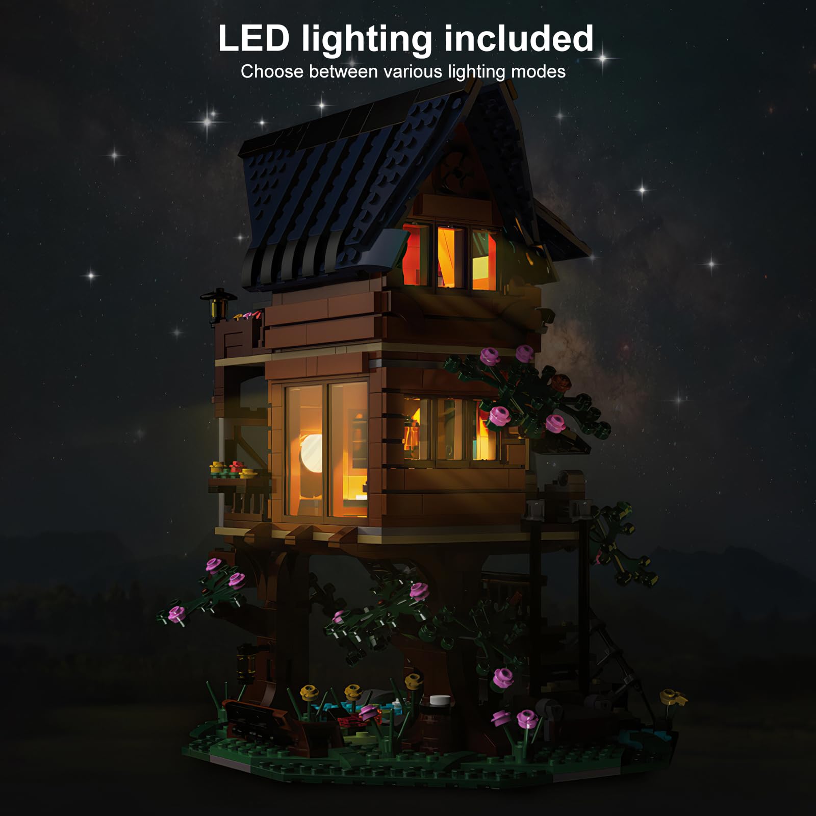 Игрушечный набор VATOS Tree House с LED светом 4 Времена года STEM для детей 1155 деталей, фото №2