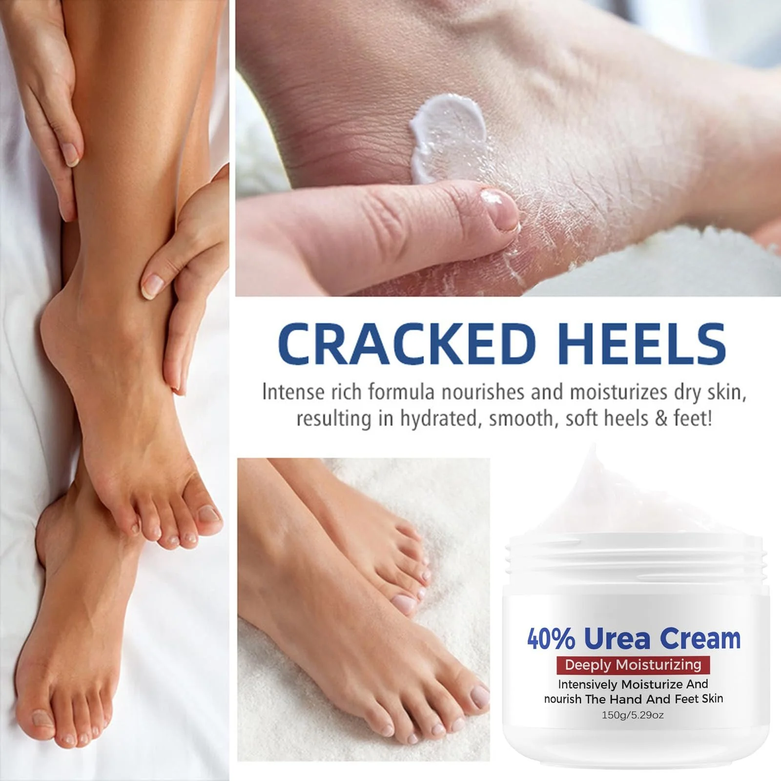 Крем для ног с 40% мочевиной для сухой кожи, потрескавшихся пяток и удаления мозолей, фото №2