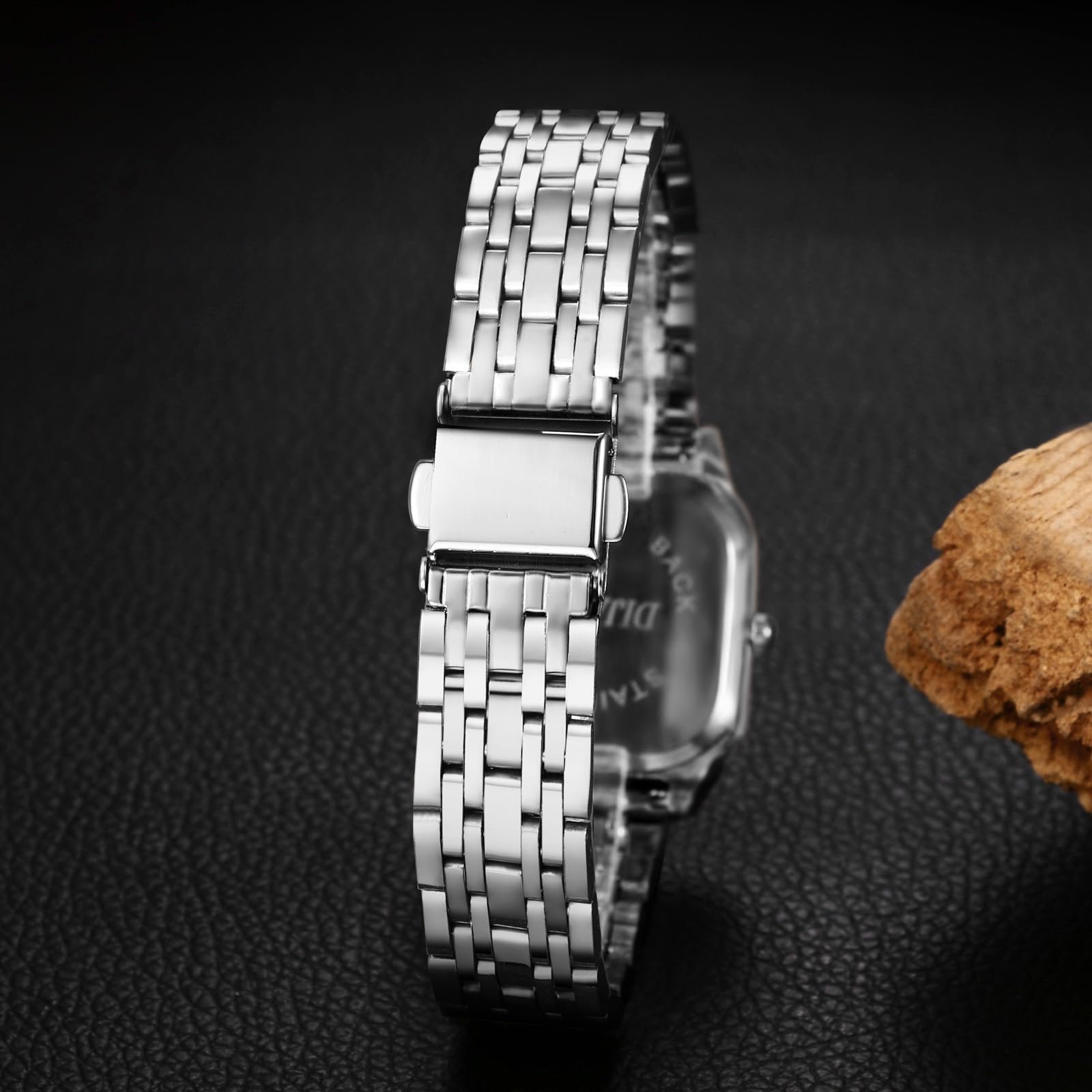 Квадратные наручные часы OIDEA с перламутровым циферблатом: Элегантные аналоговые кварцевые женские часы со шкалой часов, стразами и ракушкой, подарок для женщин, розовое золото, серебро, фото №6