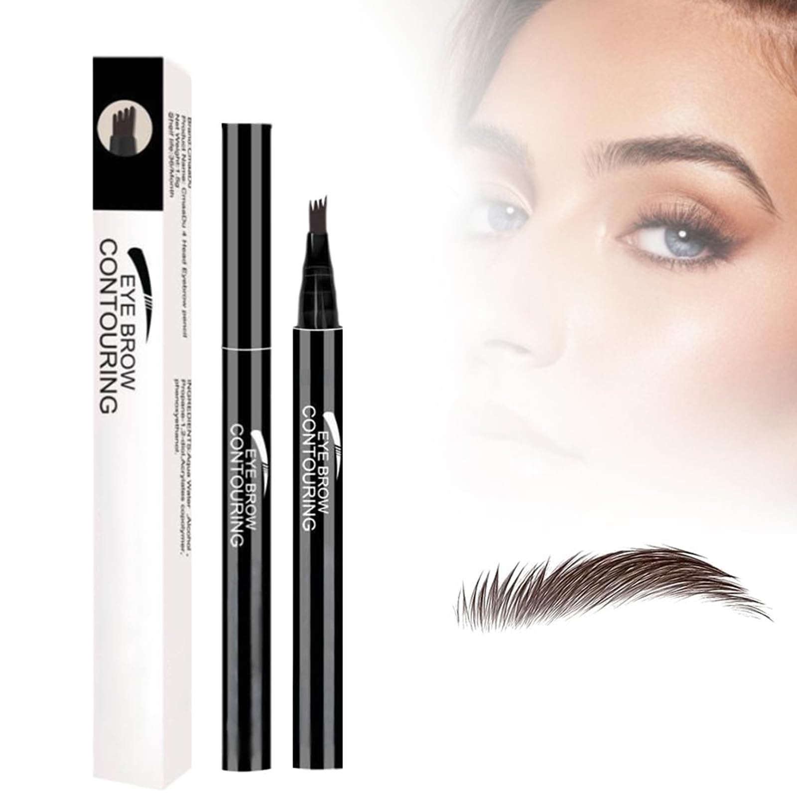 Карандаш для бровей 4-головый Водостойкий долгий 3D Microblading Tatto 4 Fork Tip Brown, фото №1 Карандаш для бровей 4-головый Водостойкий долгий 3D Microblading Tatto 4 Fork Tip Brown, фото №1