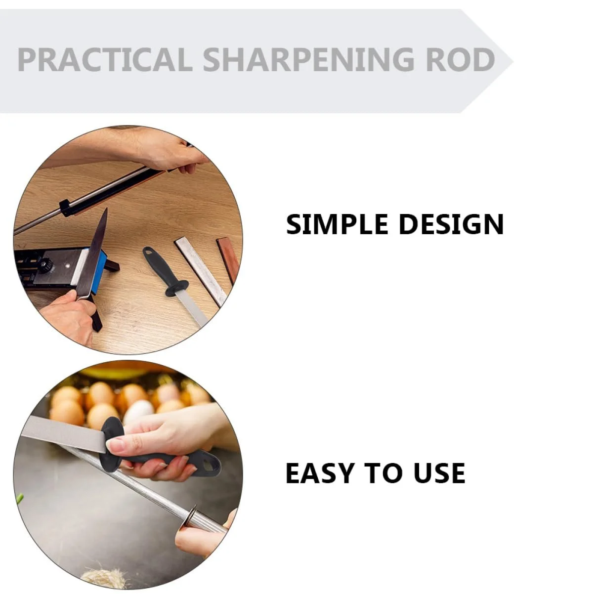 Точилка для кухонних ножів Мусат із ергономічною ручкою двосторонній, фото №3