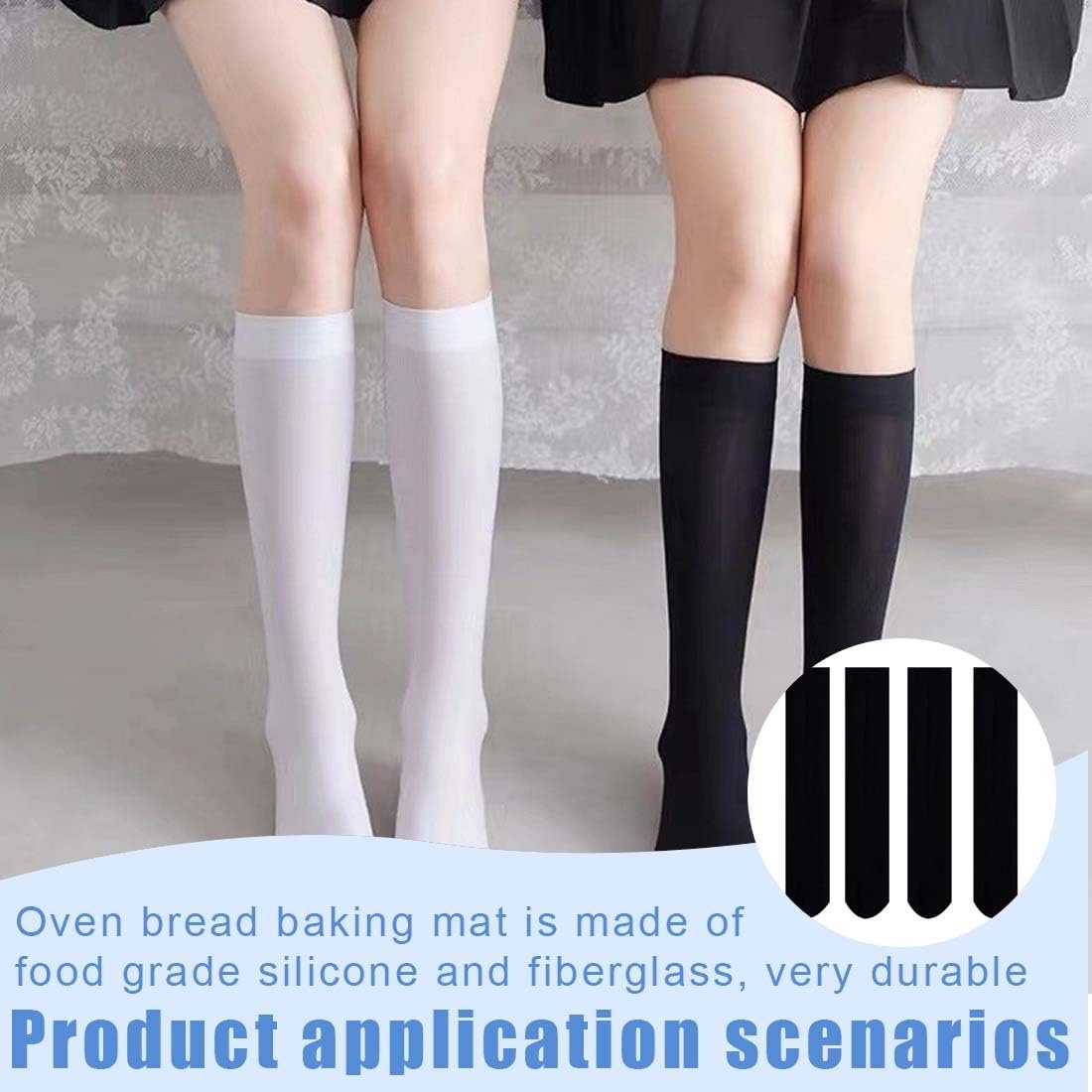 Чулки AYV 2 пары, Поддерживающие чулки, Женские чулки, Компрессионные чулки, Летние компрессионные чулки, черный цвет, фото №5