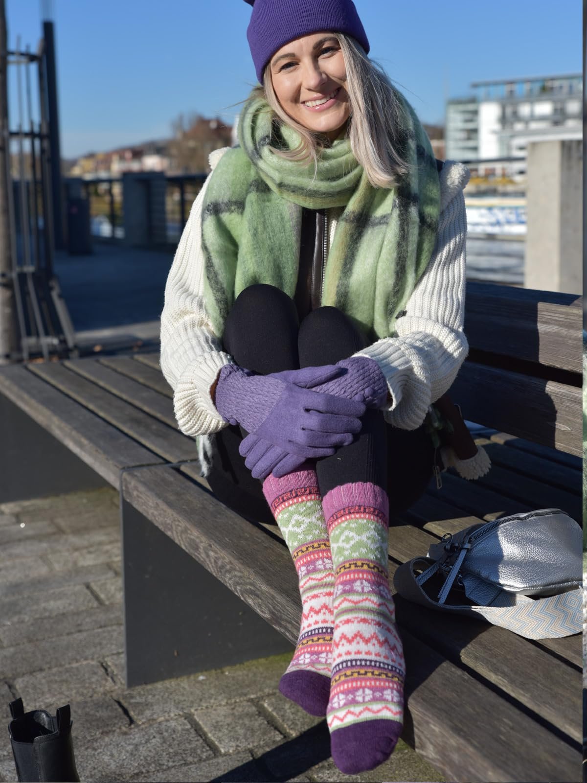 Женские носки Norwegian styleBREAKER с зимним норвежским узором, теплые вязаные носки, размер 37-41, 1 пара, фото №4