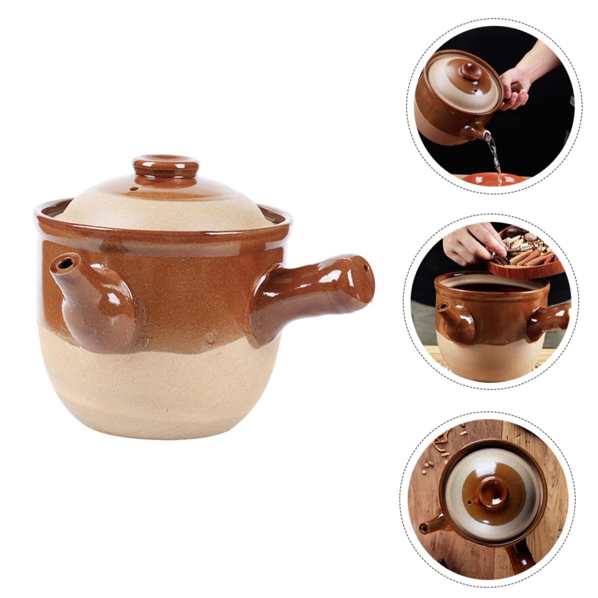 Кастрюля для запекания Healifty традиционная керамическая жаростойкая средняя с антипригарным покрытием и большим носиком, фото №5