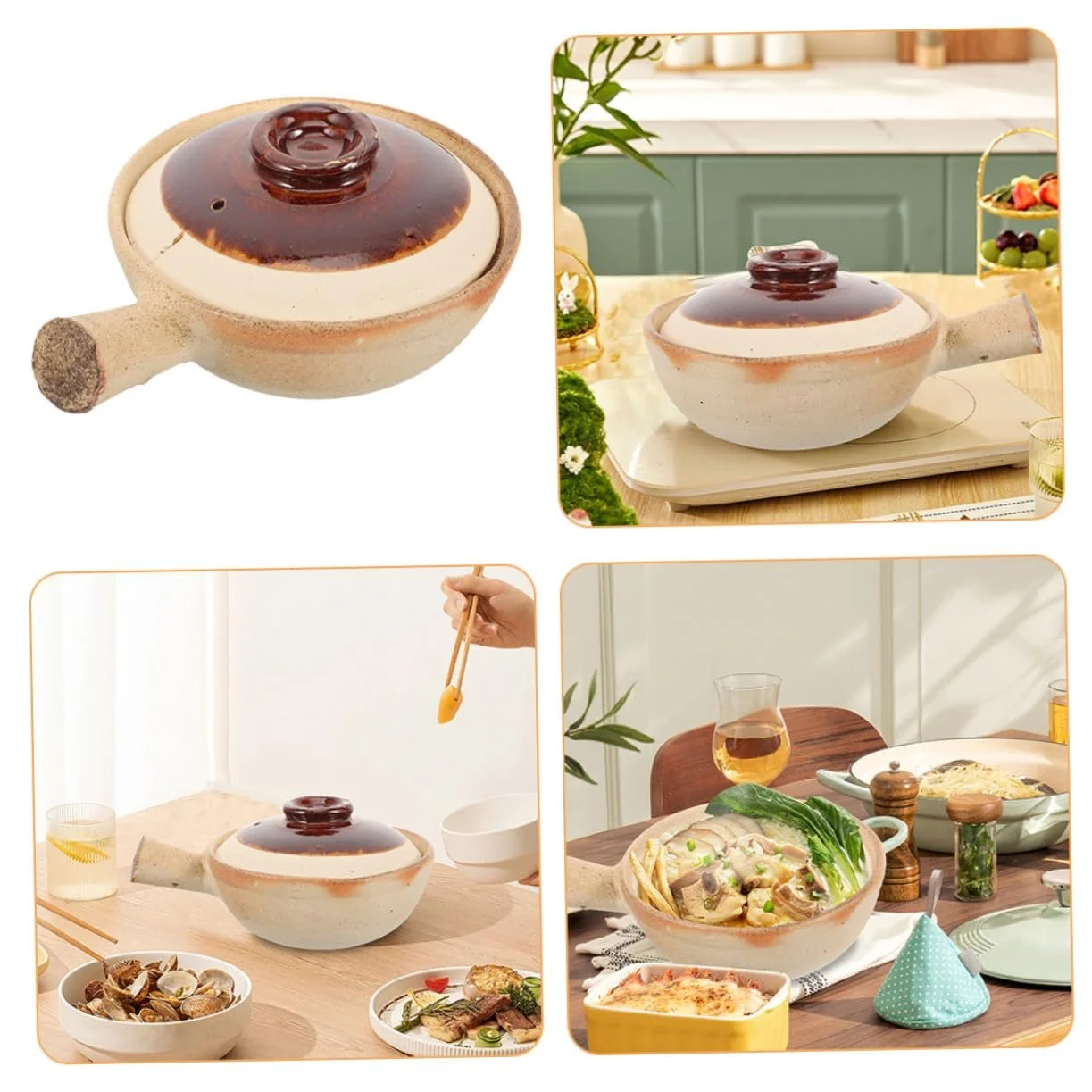 Кастрюля BESTYASH керамическая термостойкая с крышкой и ручками, фото №4