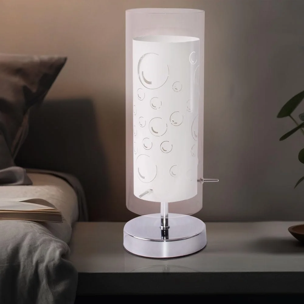 Настільна лампа etc-shop скляна з мотивом повітряних бульбашок 1x E14 Ø12х34 см Біла, фото №4