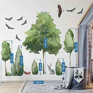 Настінна наклейка Ліс Великі дерева Тварини XXL Матова для дитячої кімнати synthetic.ua - Фото 1