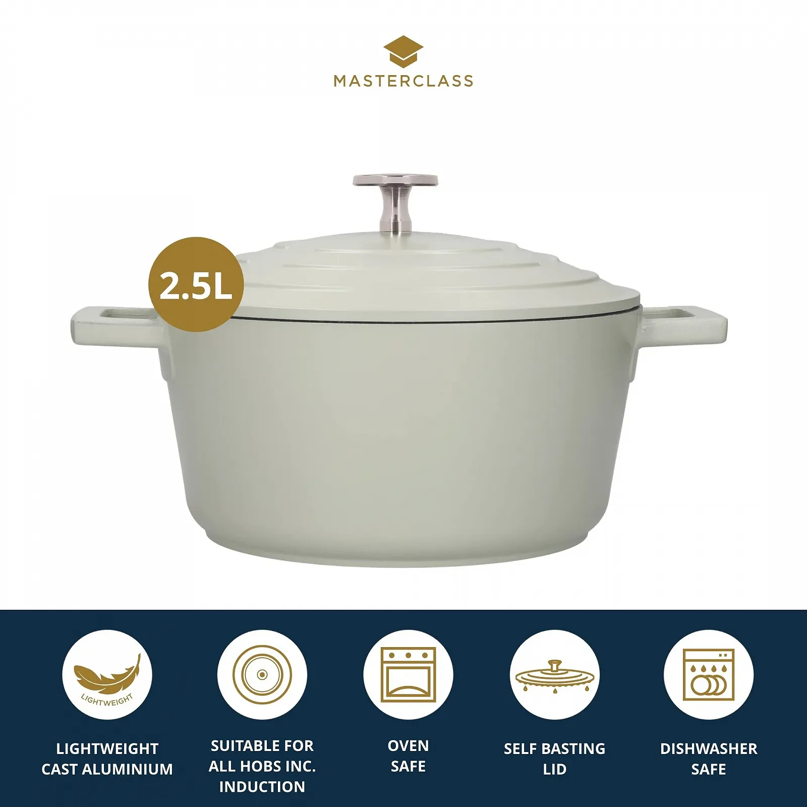 Каструля MasterClass Small литий алюміній 2.5 л 20 см М'ятна, фото №3 Каструля MasterClass Small литий алюміній 2.5 л 20 см М'ятна, фото №3