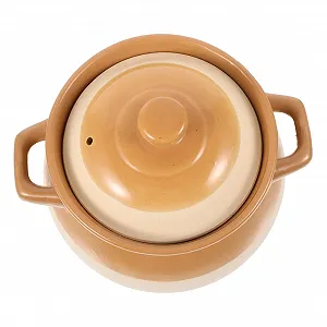 Кастрюля керамическая для супа винтажная термостойкая с ручками - Фото 1