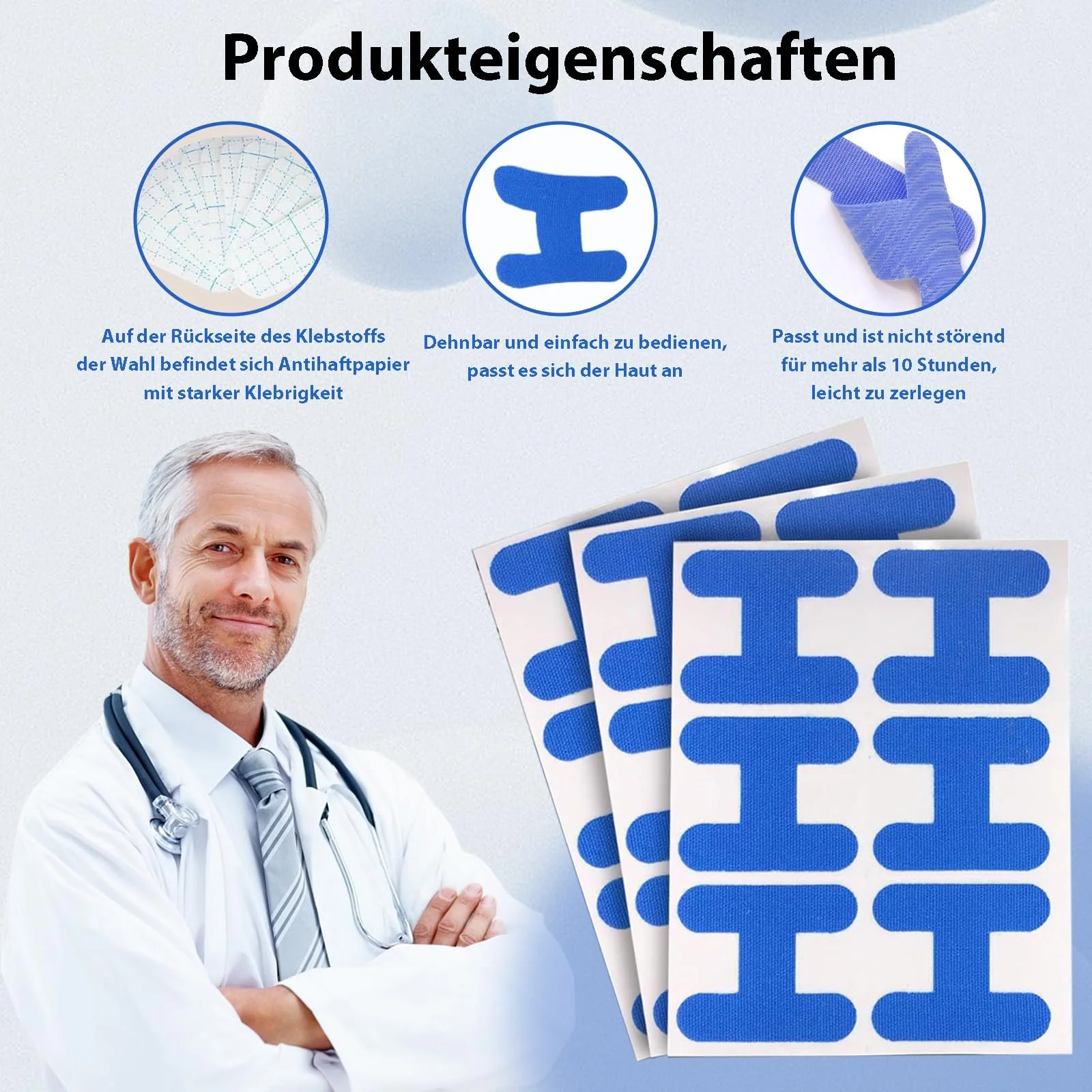 Пластыри для рта для сна (72 шт. в упаковке), H-образной формы, от храпа, помогающие дышать носом, фото №3