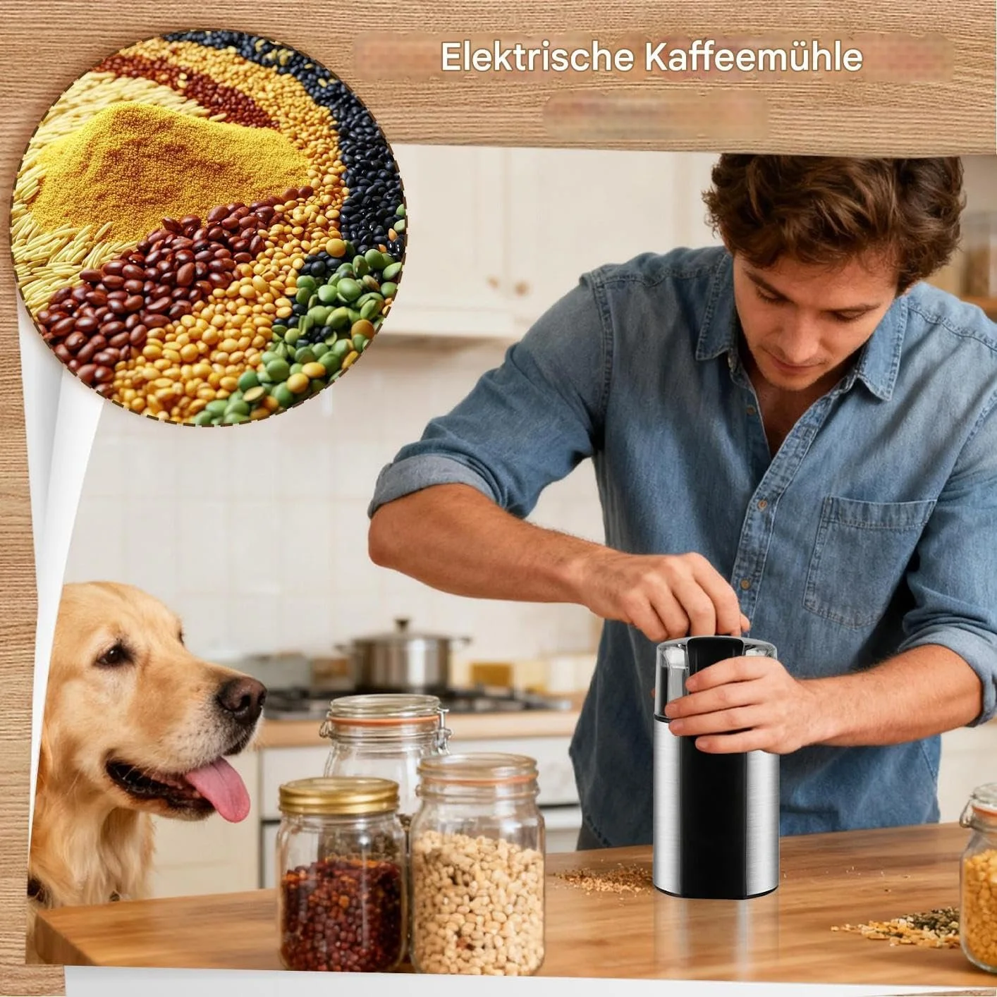 Кофемолка 280 В Бытовой кухонный прибор для дома, бобов мунг, специй, красной фасоли, кунжутного перца, фото №7