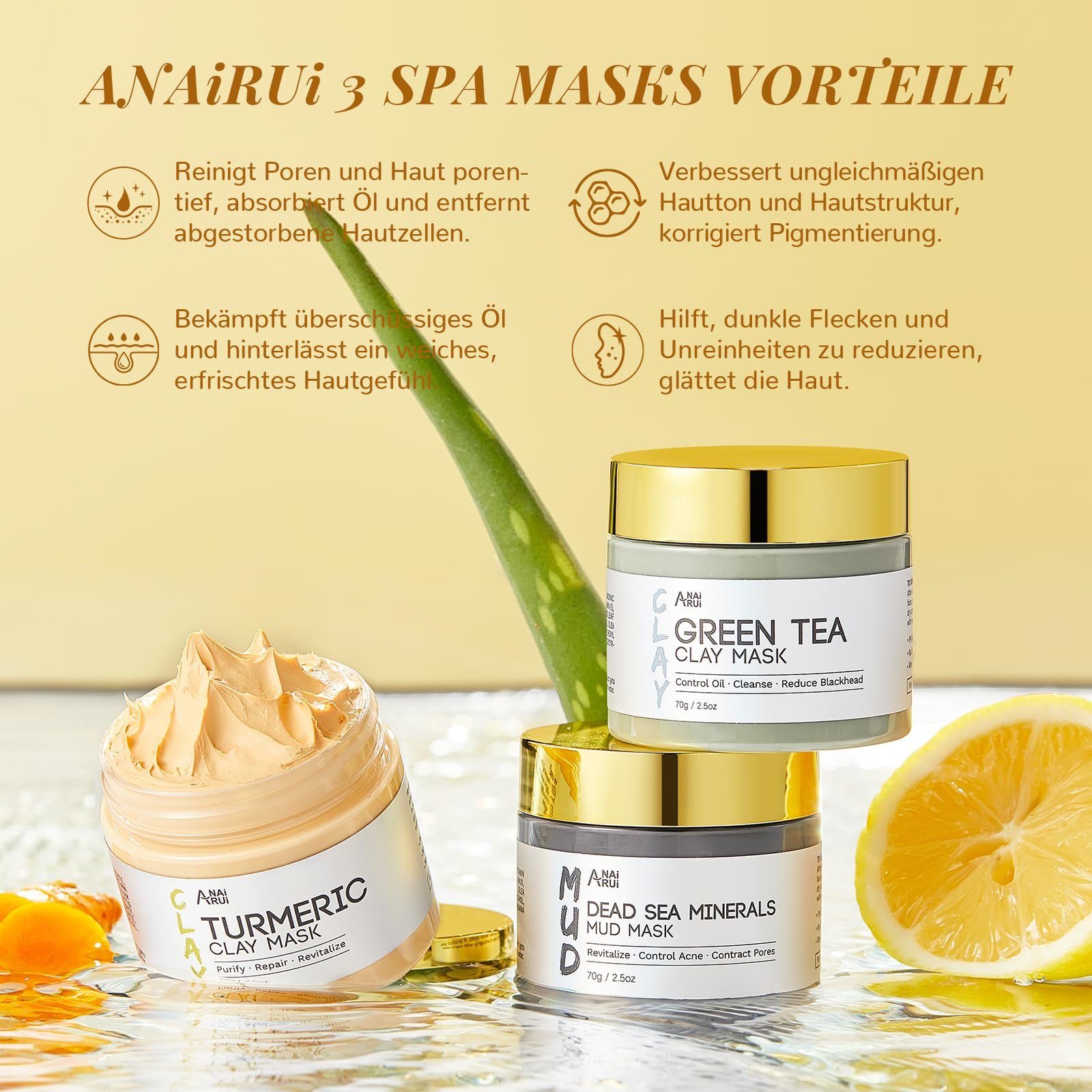 Маска для обличчя ANAiRUi Набір Різдво 70 г x 3 шт, Маска для обличчя з куркумою, фото №4