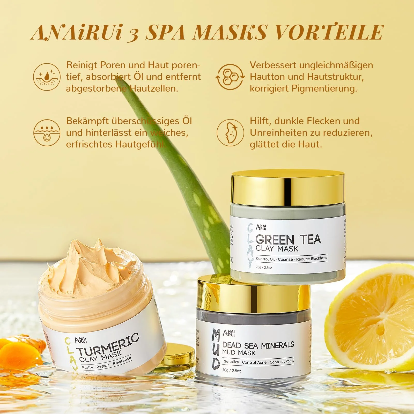 Маска для обличчя ANAiRUi Набір Різдво 70 г x 3 шт, Маска для обличчя з куркумою, фото №4